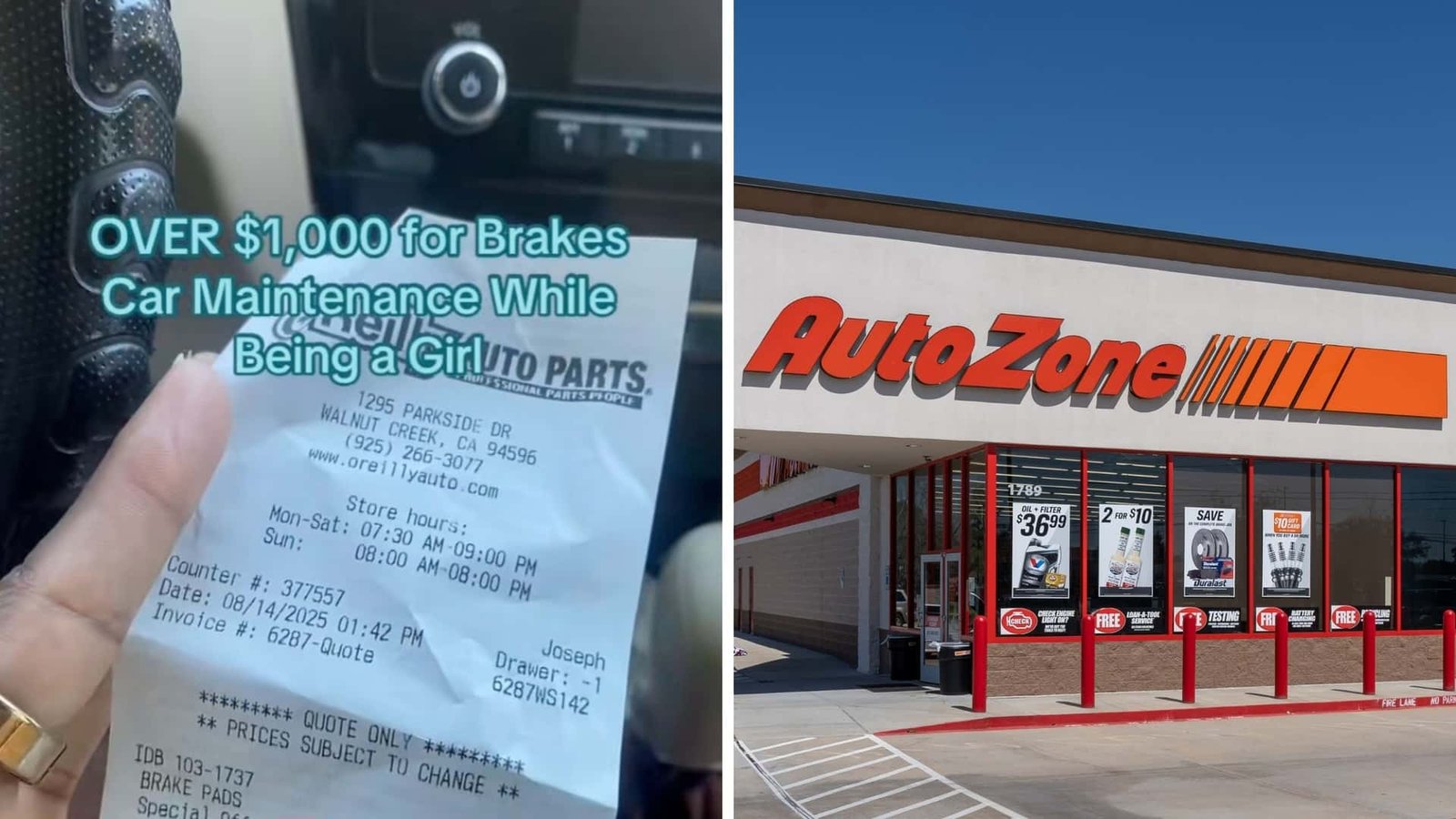 Woman Buys Parts for Her Nissan Rogue at O'Reilly. Then She Buys the Same Parts at Autozone for $200 Less